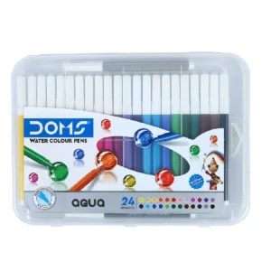 Doms Aqua 24 Shades Watercolour Sketch Pen Set | Unique Push Resistant Tip With Bright & Intense Colors | Non-Toxic & Safe For Kids | Colourful Sketching, Doodling & Mandala Art