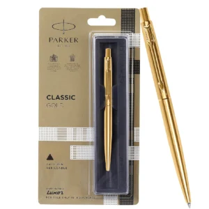 Parker Classic Gold Trim Ball Pen | Blue Ink | Ballpoint Pen for Smooth Writing | Iconic Parker Craftsmanship | Premium Gifting Choice