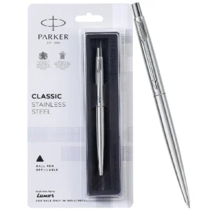 Parker Classic Stainless Steel Chrome Trim Ball Pen| Ink Color - Blue | Gift For Employees