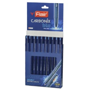 Flair Carbonix Blu 0.7 mm Ball Pen | Low-Viscosity Ink With Double Writing Length | Smudge Free Writing, Attractive Body Graphics |