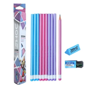 Doms Zoom Ultimate Dark Pencil Box Pack | Triangular Shape For Easy Holding & Comfort | Free Eraser & Sharpner With Each Box | Dark & Neat Handwriting .