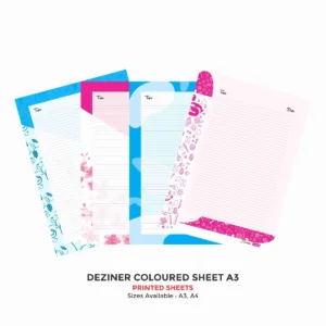 Deziner Paper A4  (Thick) - Pack of 20 Loose Sheets, (Designer Print - one side Ruled)