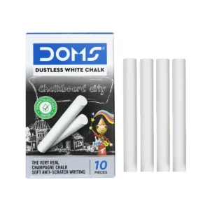 DOMS Non-Toxic Dustless White Chalk (Pack of 100 Chalks)