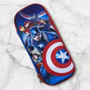 Crafty Cuddle 3D Avengers Pencil Case for Kids | EVA Hardtop Embossed Design Geometry Box | Multi-Compartment School Stationery Organizer | Durable Zipper Pouch for Boys