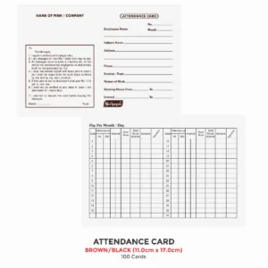 Attendance Card, (Black), 100 cards, (11.0 cm x 17.0 cm)