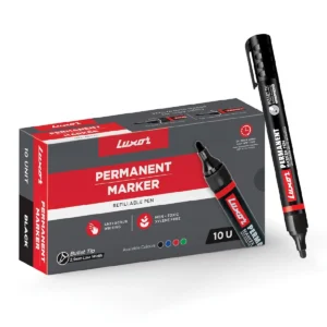 Luxor Refillable Permanent Marker in Classic BLACK ,BLUE,GREEN ,RED. Pack of 10, Perfect for Sustainable and Bold Writing.