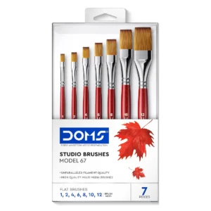 DOMS Studio Brushes Model 67. Set of 7 Flat Brushes(No. 1,2,4,6,8,10,12) Model 67- Unparalled Filament Multimedia Brushes for Artists & Professionals.