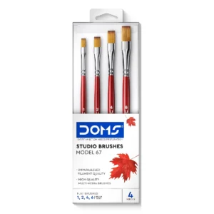 DOMS Studio Brushes Model 67. Set of 4 (No. 1,2,4,6) Unparalleled Filament, Multi Media Brushes for Artists & Professionals