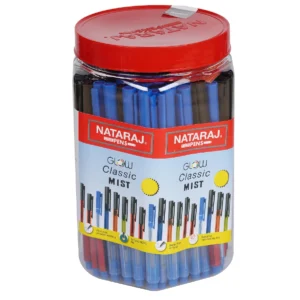 Nataraj GCM Ball Pen Jar. (1 Jar=100 Pc). Glow Classic&Mist Mixed In Jar. Blue Ink.